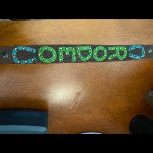 Two Bar West Leather Blinged Up Bag Strap